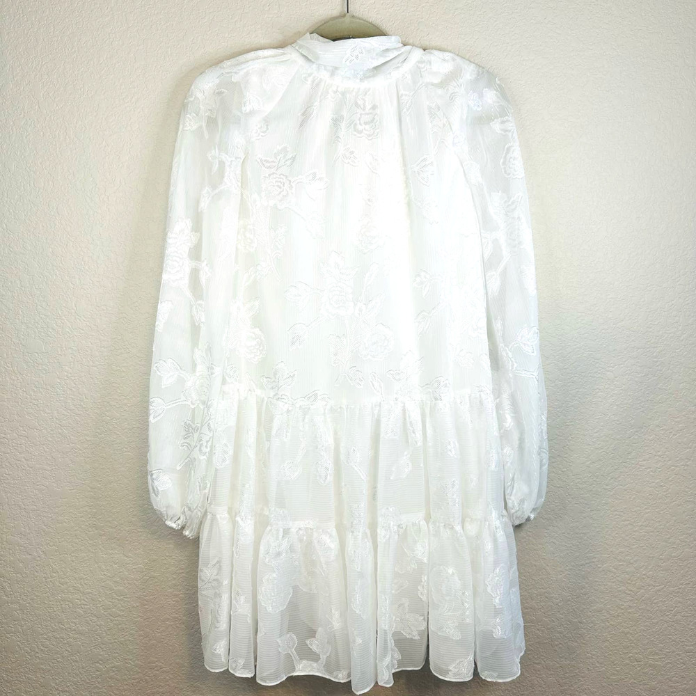 Badgley Mischka White Floral Midi Dress
